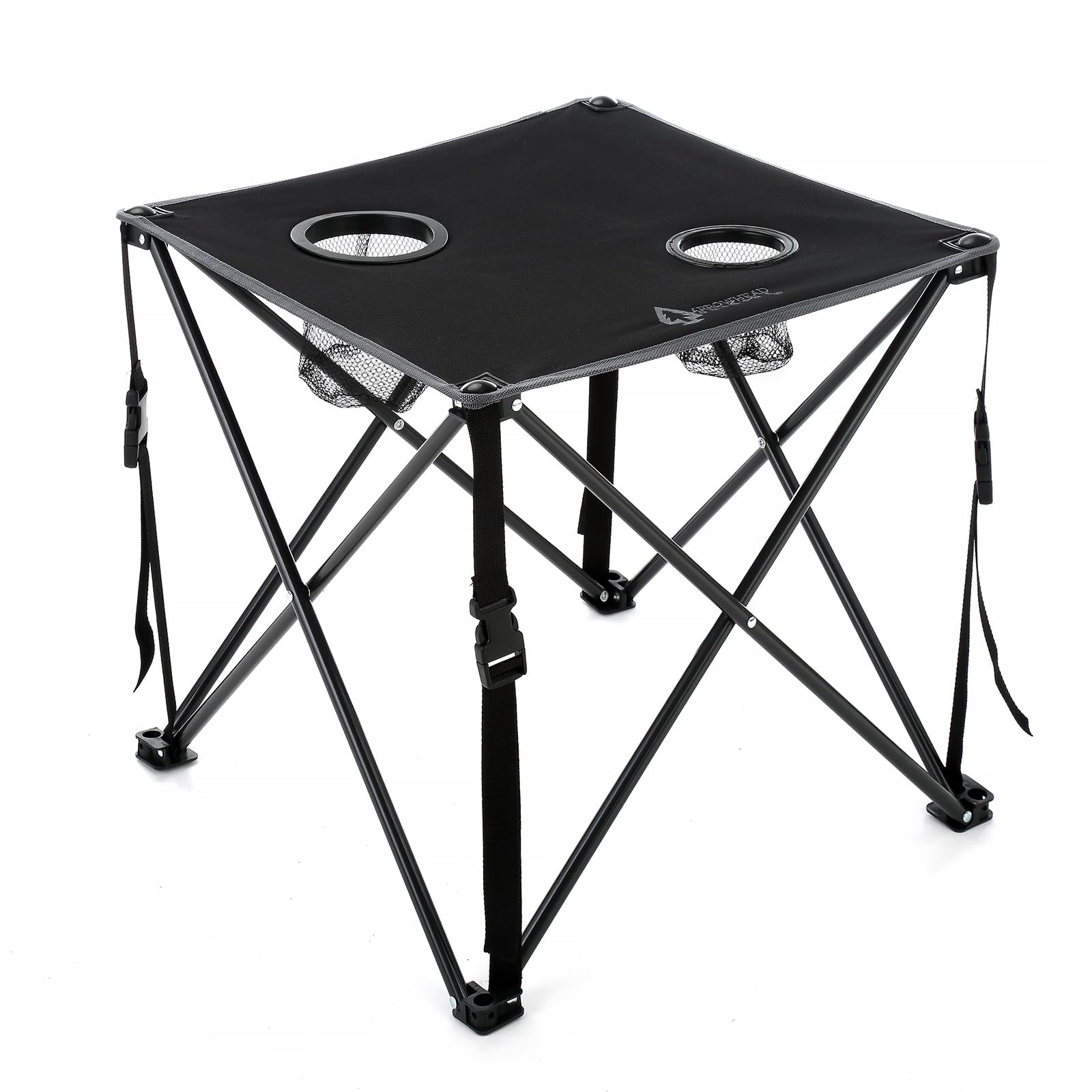 ARROWHEAD OUTDOOR 26    (66cm) Portable Camping Folding Table, 2 Cup Holders, Square, Carrying Case, Steel Frame, High-Grade 600
