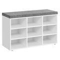 VASAGLE Shoe Bench with Cushion, Storage Bench with Padded Seat, Entryway Bench with 9 Compartments, for Bedroom, 11.9 x 30.9 x 