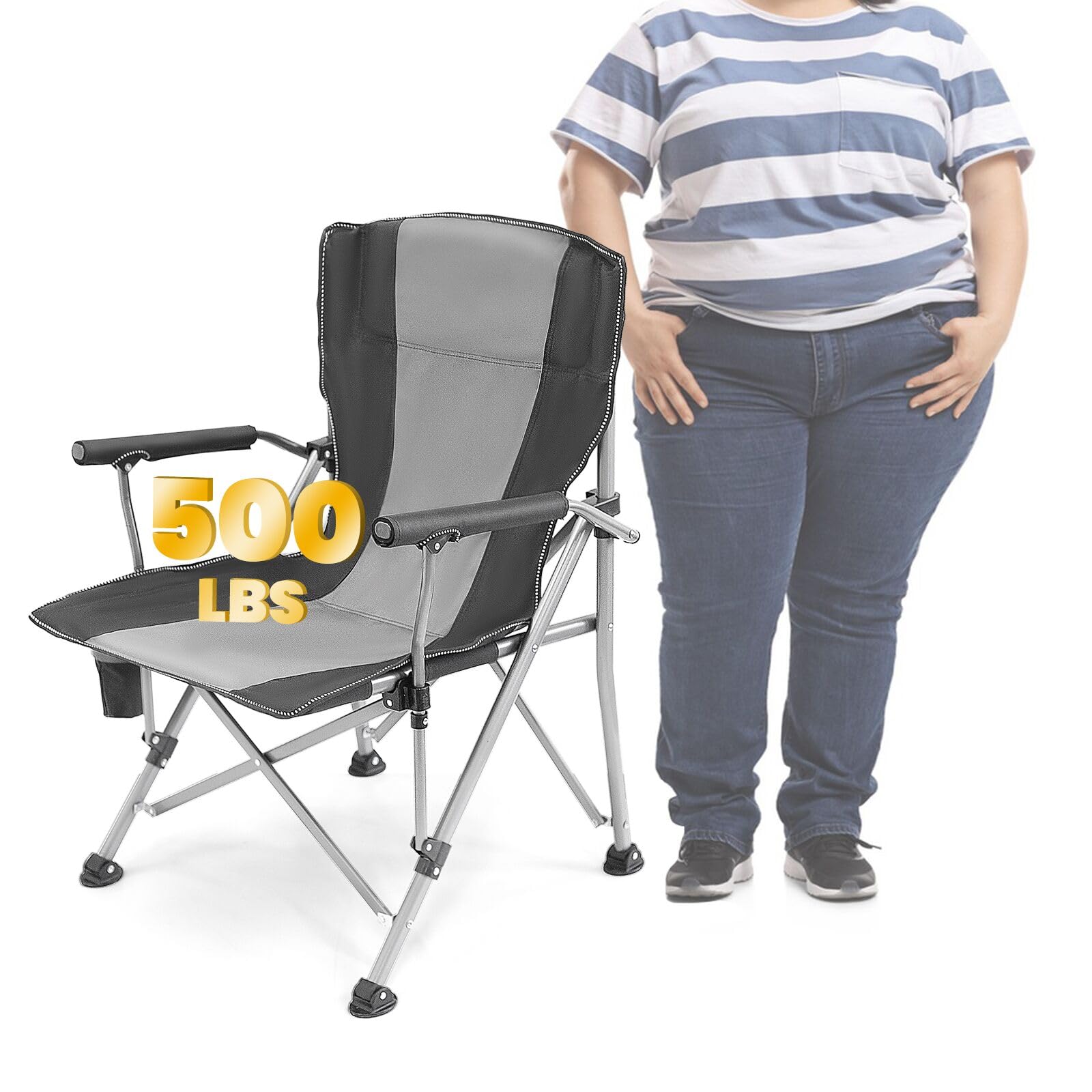 WILDROOTS Heavy Duty Camping Chair, Durable Padded Folding Chair