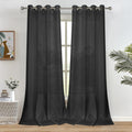 Melodieux Black Semi Sheer Curtains 96 Inches Long for Living Room Bedroom Flax Linen Grommet Voile Drapes, 52 by 96 Inch (2 Pan
