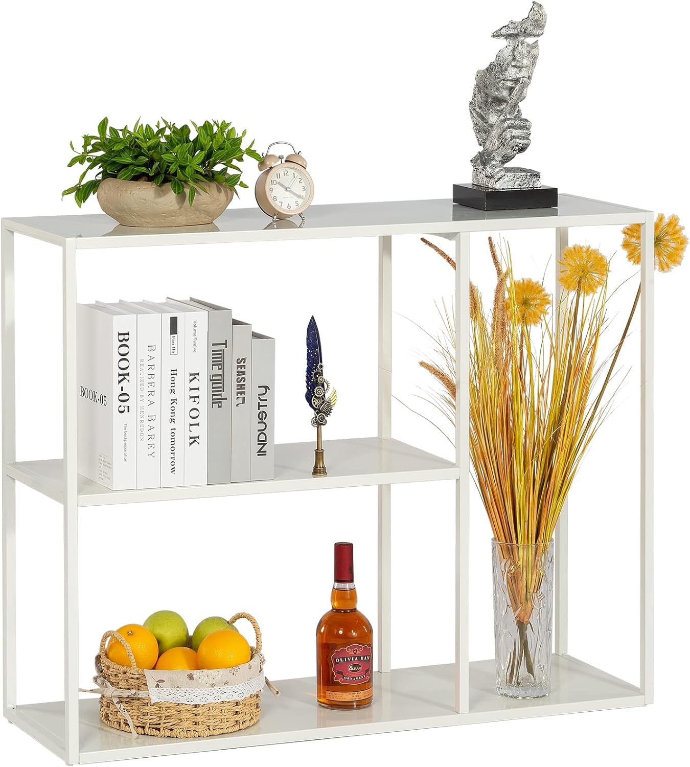 HDANI Console Table, Narrow Entryway Table, 3 Tier Metal Hallway Table, 11.8Dx39.4Wx31.5H(White)