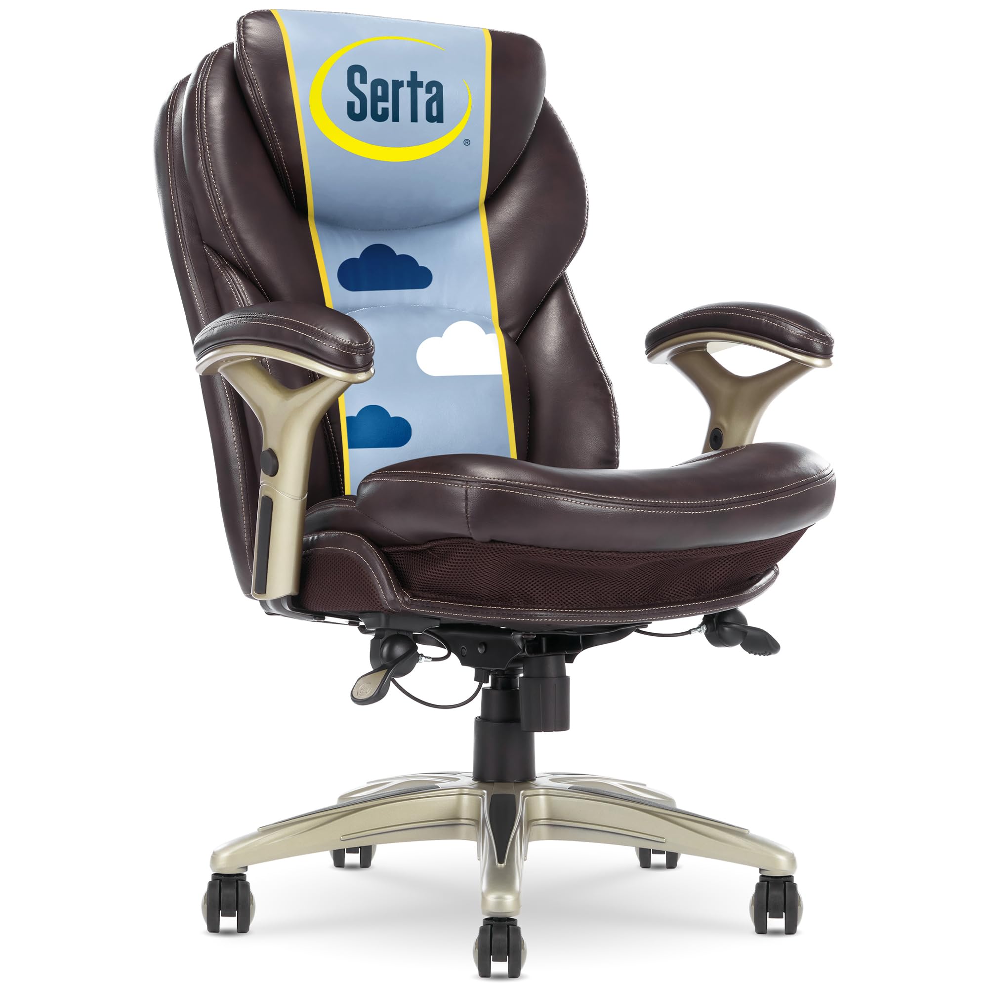 Serta Claremont Ergonomic Executive Office Chair with Back in Motion Technology, Adjustable Mid Back Desk Chair with Lumbar Supp