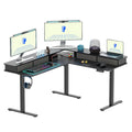 FLEXISPOT 63 L Shaped Standing Desk Electric Corner Table with Monitor Shelf, 4 Storage Drawers, Adjustable Computer Workstati