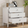 RoyalCraft White 3 Drawer Dresser, Fluted Wood Drawers for Bedroom, Modern Wide Nightstand with Spacious Storage for Bedroom, Ha