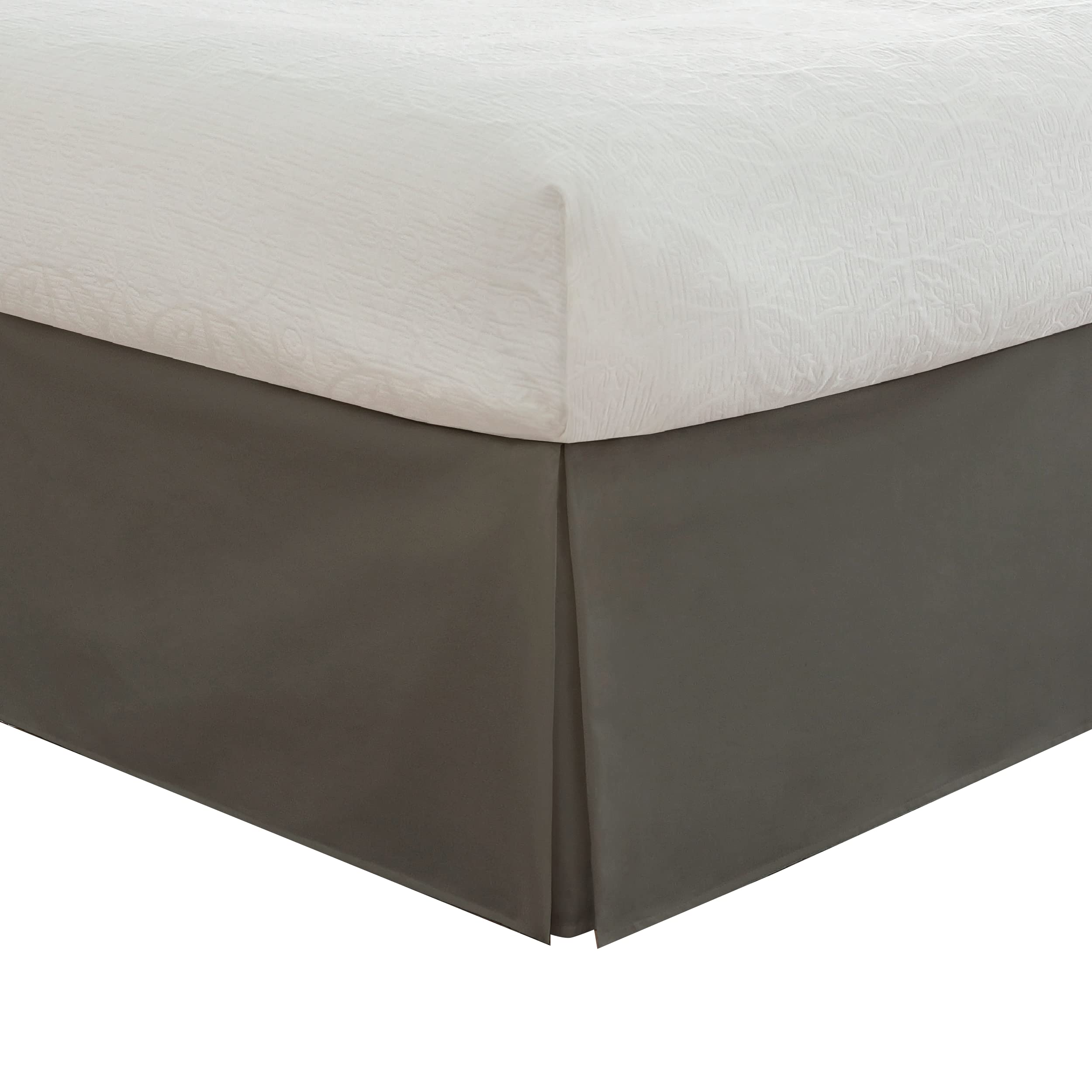 TODAYS HOME Classic Tailored Bed Skirt Dust Ruffle, Microfiber, 14 Drop Length, Queen, Grey