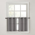 No. 918 Montego Casual Textured Semi-Sheer Grommet Kitchen Curtain Tier Pair, 56 x 36, Nickel
