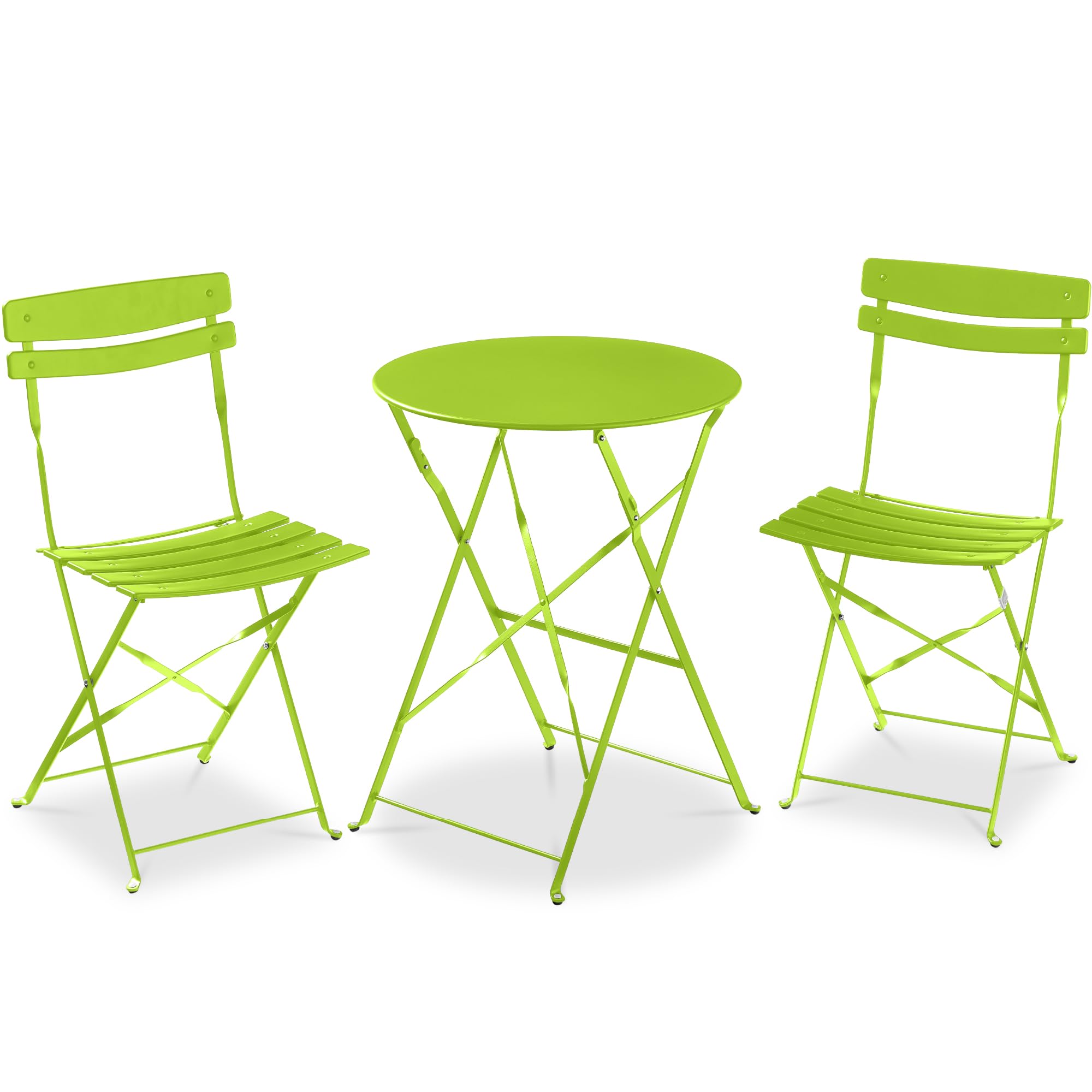 Best Choice Products 3-Piece Bistro Set, Space Saving Folding Design, Solid Steel, Outdoor Patio Furniture Set w/ 2 Chairs, Bist