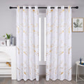 Taisier Home Gold Foil Print Linen Textured Curtains Geometric Marble Pattern Design Curtains for Living Room Light Filtering Wi