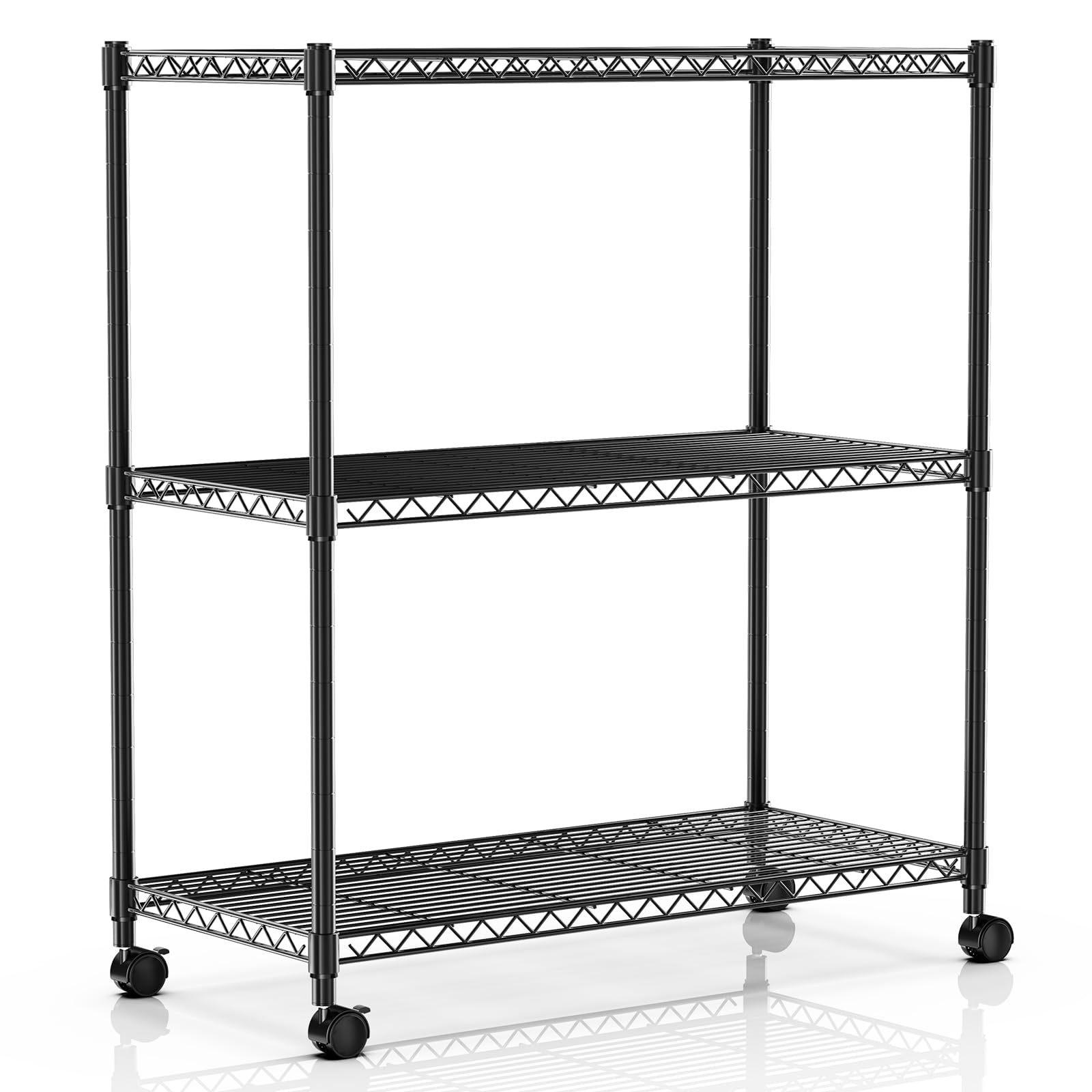 Simple Deluxe 3-Tier Storage Shelves, 750 Lbs Loading Capacity, 24.02 W x 13.78 D x 29.92 H Shelving Unit for Garage, Pantry and