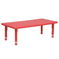 Flash Furniture Height Adjustable Rectangular Red Plastic Activity Table, 24 x 48