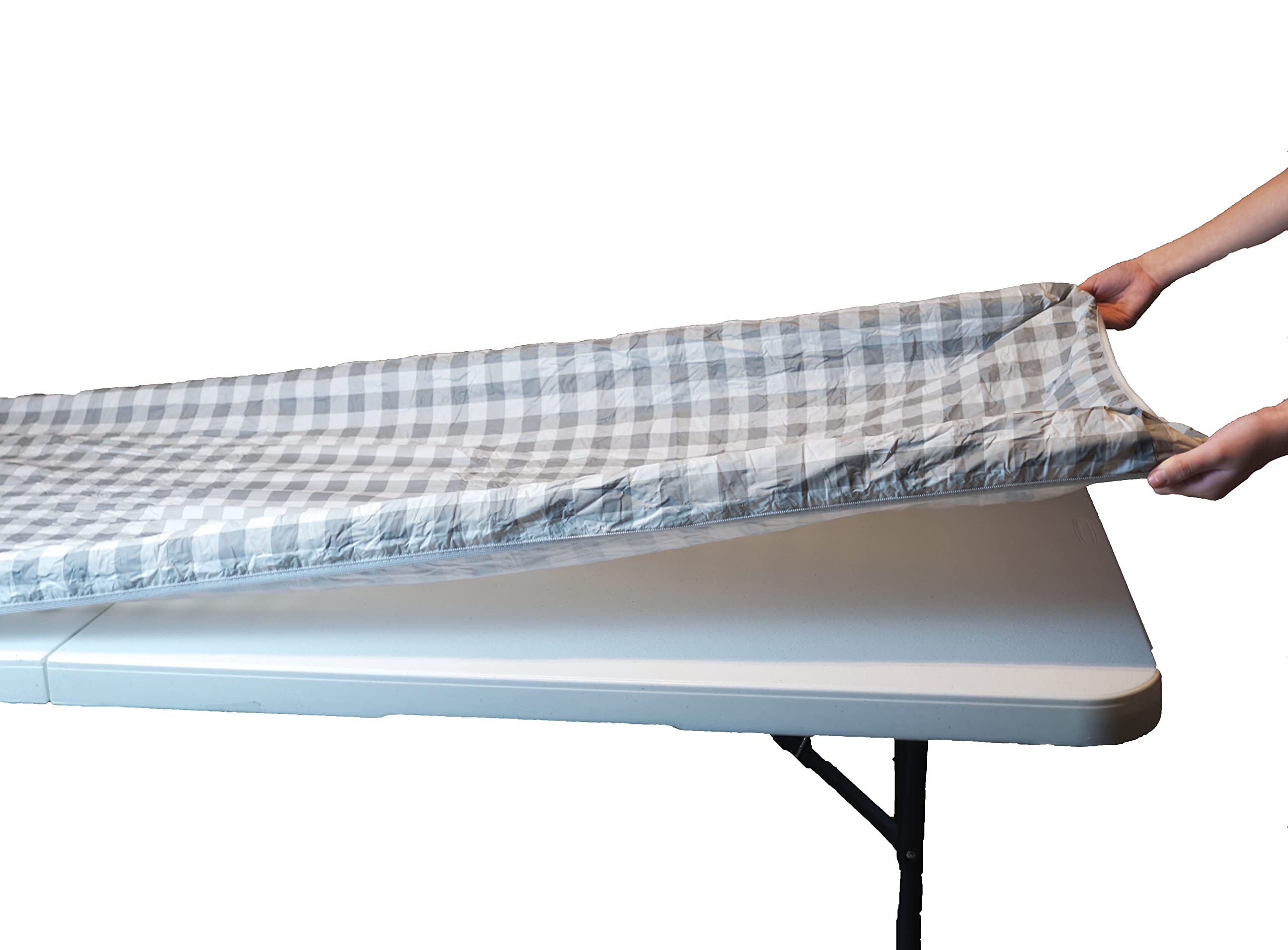 Rally Home Goods Outdoor Vinyl Tablecloth Rectangular Fitted Cover Table + Benches 3-pc, Flannel Backing Elastic 30x72 (6-FT),