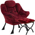 Congermom Lazy Chair with Folding Ottoman,Leisure Sofa Chair,Soft Fabric Armchair with Armrests and Side Pockets, Reading Chair 