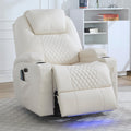 WISHDEER Power Swivel Rocker Recliner Chair for Adults - Rocking Recliner with Heat and Massage/Cup Holder/LED Lights/USB & Type