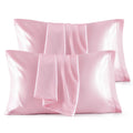 Bedsure King Size Satin Pillowcase Set of 4 - Pink Silky Pillow Cases for Hair and Skin 20x36 Inches, Pillow Covers with Envelop