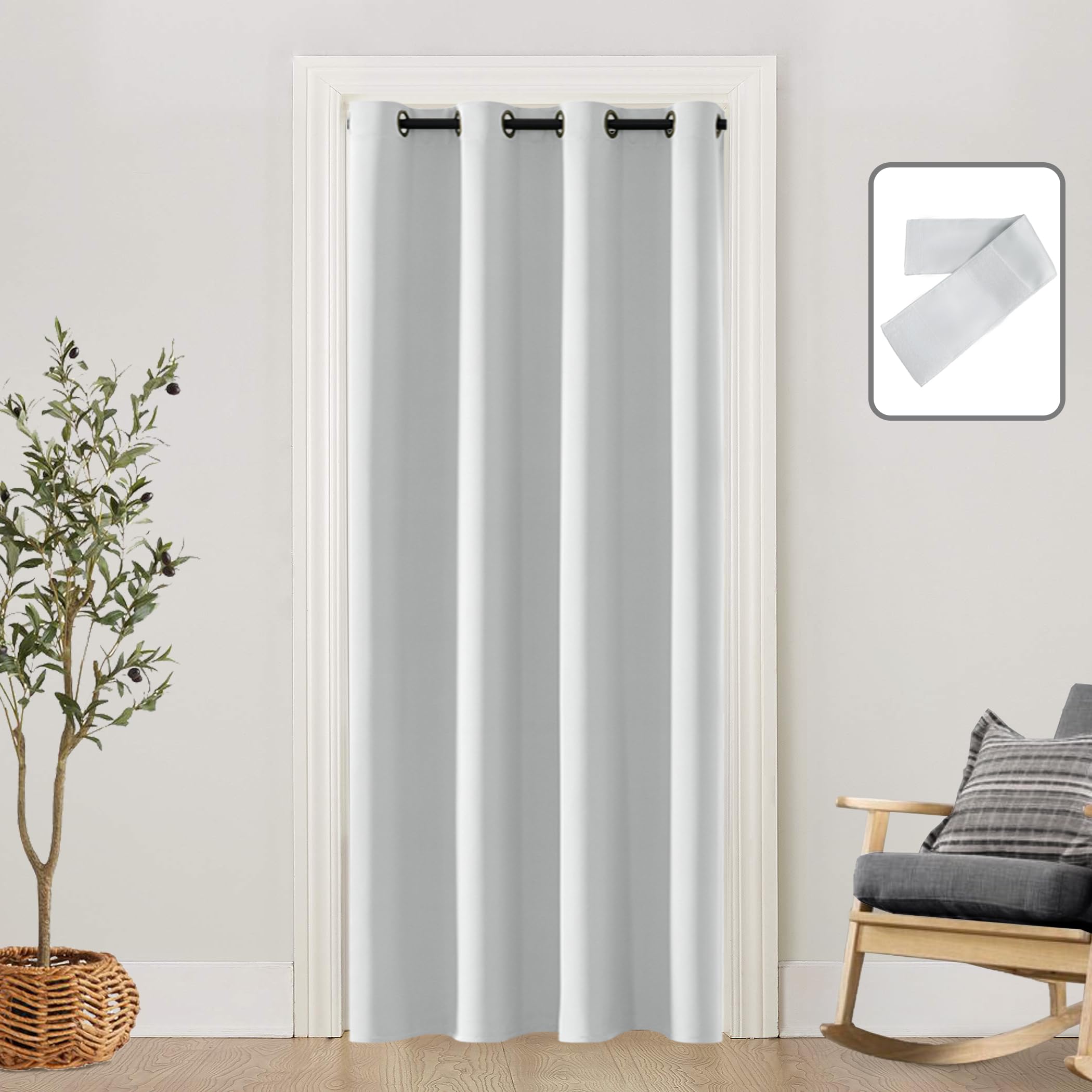 SHINELAND Closet Doors Curtain,52 Inch Extra Wide Accordion Door Look 80 Inch Length Insulated Thermal Curtains for Winter Room 