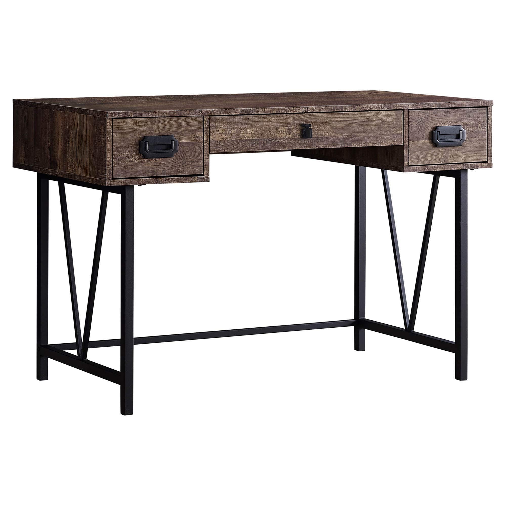Monarch Specialties Laptop Table with Drawers-Industrial Style-Metal Legs Computer Desk Home & Office, 48 L, Brown Reclaimed Woo
