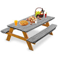 bealy 8ft Picnic Table Covers with Bench Cover 96x30, 8 Foot Tables Picnic Table Cover 3-Piece Set Flannel Backing Elastic Edge 