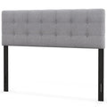 Giantex Linen Upholstered Headboard, Adjustable Width Button Tufted Headboard Only with Solid Wood Legs, Attach Frame, Rectangul