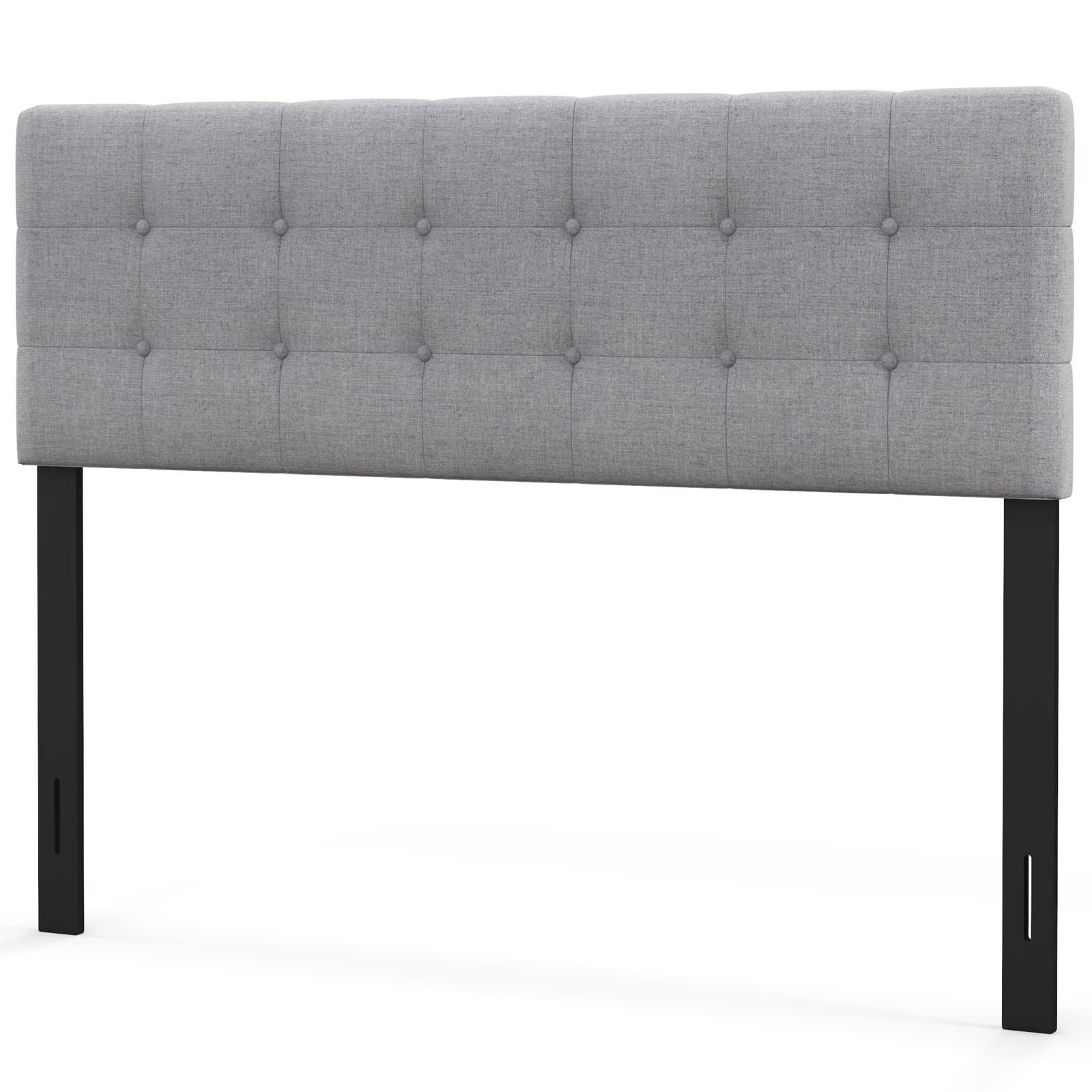 Giantex Linen Upholstered Headboard, Adjustable Width Button Tufted Headboard Only with Solid Wood Legs, Attach Frame, Rectangul