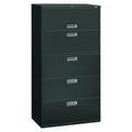 HON Brigade 600 Series Lateral File, 4 Legal/Letter-Size File Drawers, 1 Roll-Out File Shelf, Charcoal, 36 X 18 X 64.25