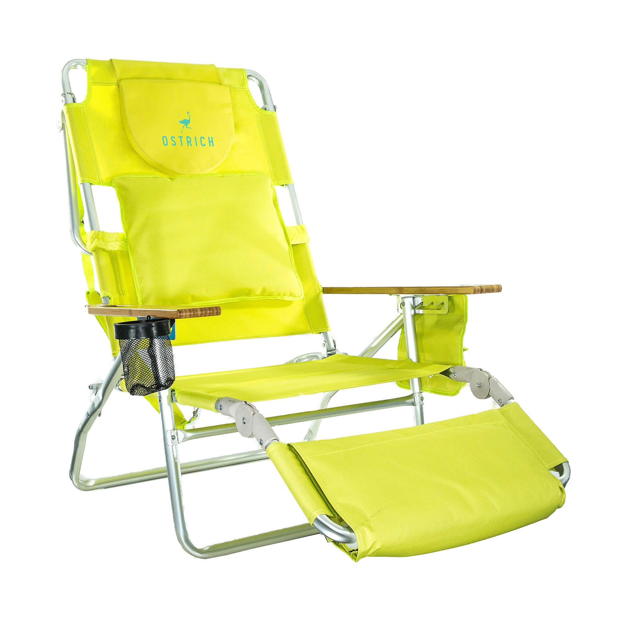 Ostrich Deluxe 3 in 1 Beach Chair with Face Opening - Portable, Reclining Lounger for Tanning - Face Hole for Reading on Stomach