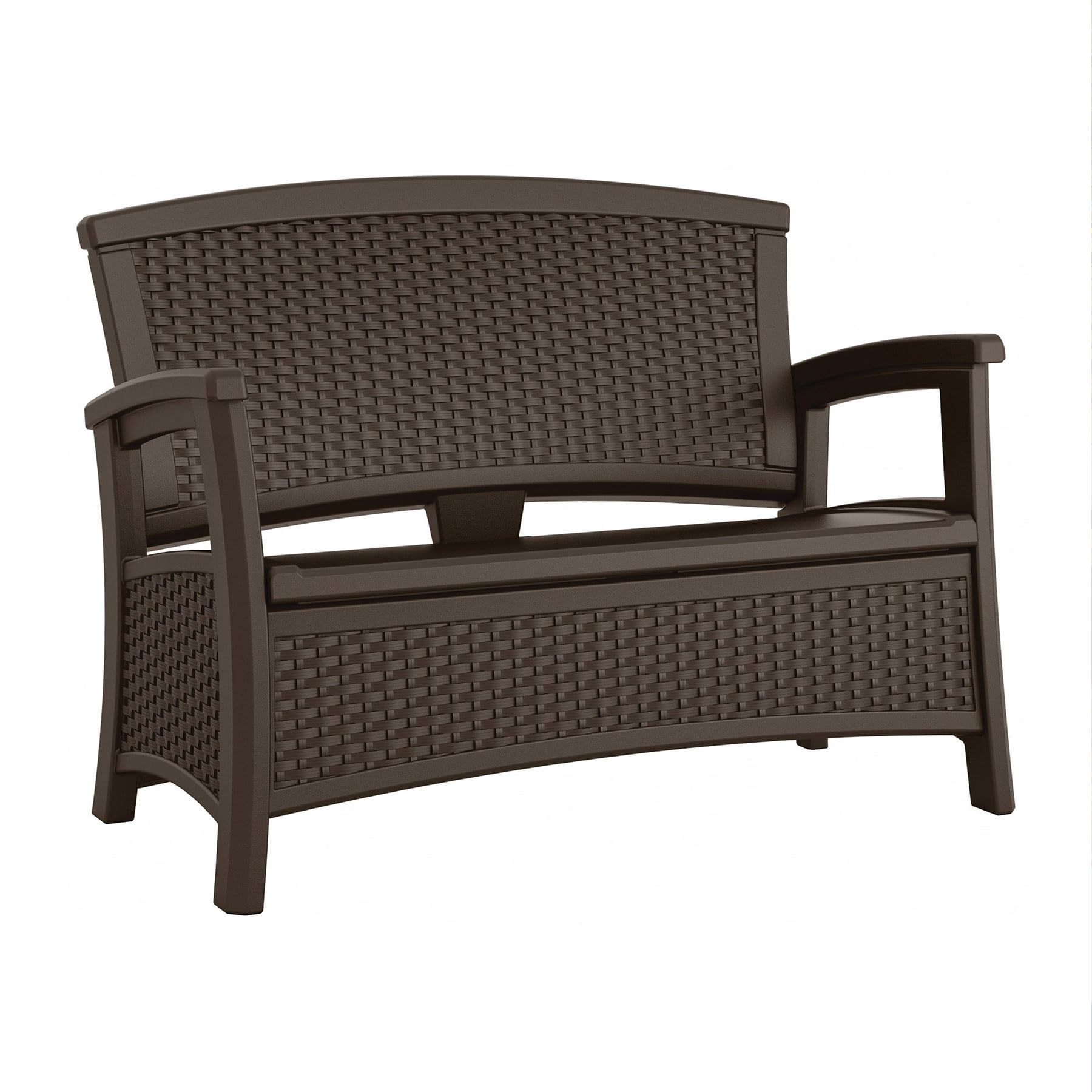 Suncast Outdoor Wicker Love Seat with 23-Gallon Storage, Comfortable Seating for Two, Ergonomic Back Support, All-Weather Furnit