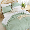 weigelia King Size Comforter Set Boho Sage Green Comforter Set Bed in a Bag Bedding Set 7PC King Comforter Set with Sheets - Rev