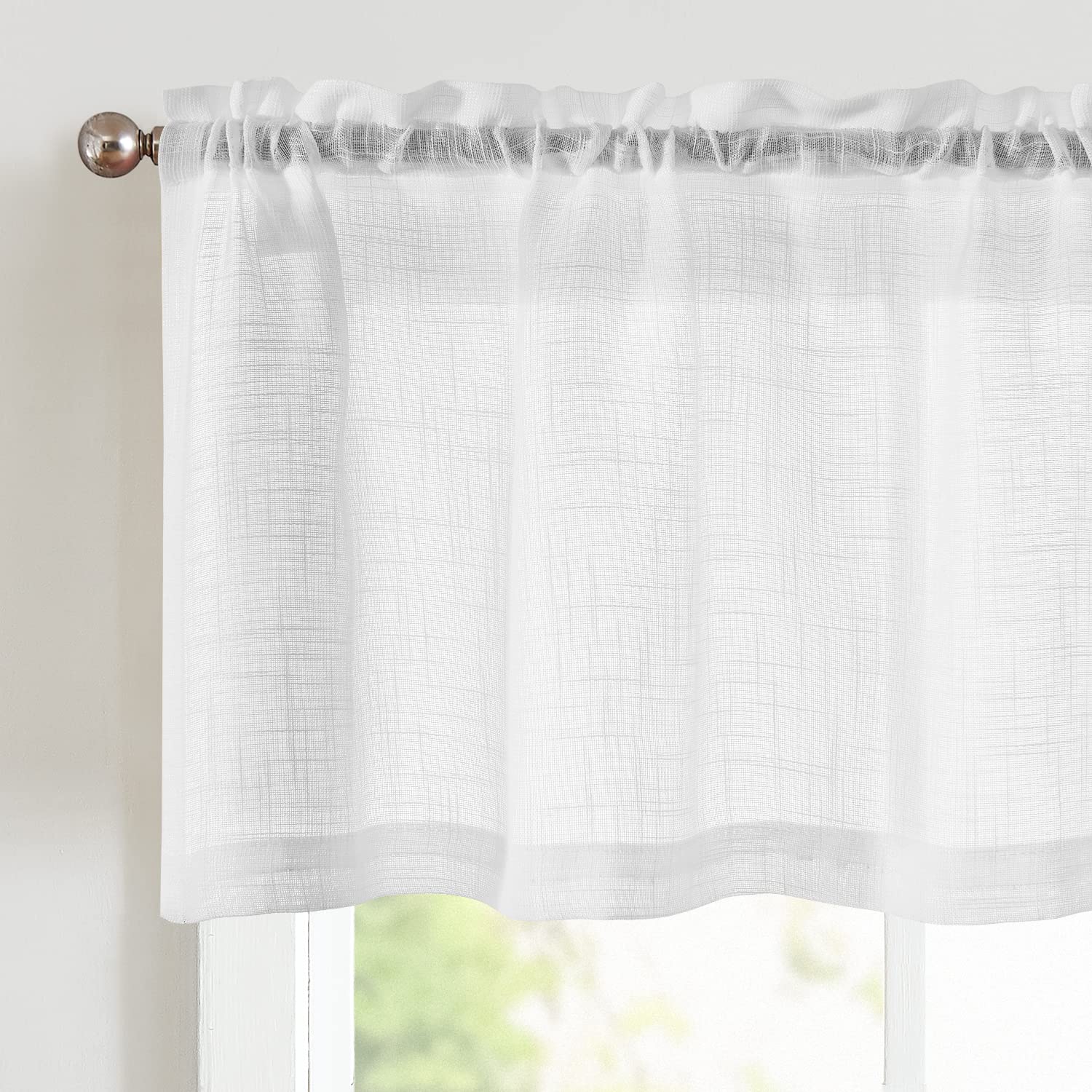 jinchan Sheer Valance Curtain Linen Textured Valance for Kitchen Living Room Bedroom Voile Window Valance Light Filtering Farmho