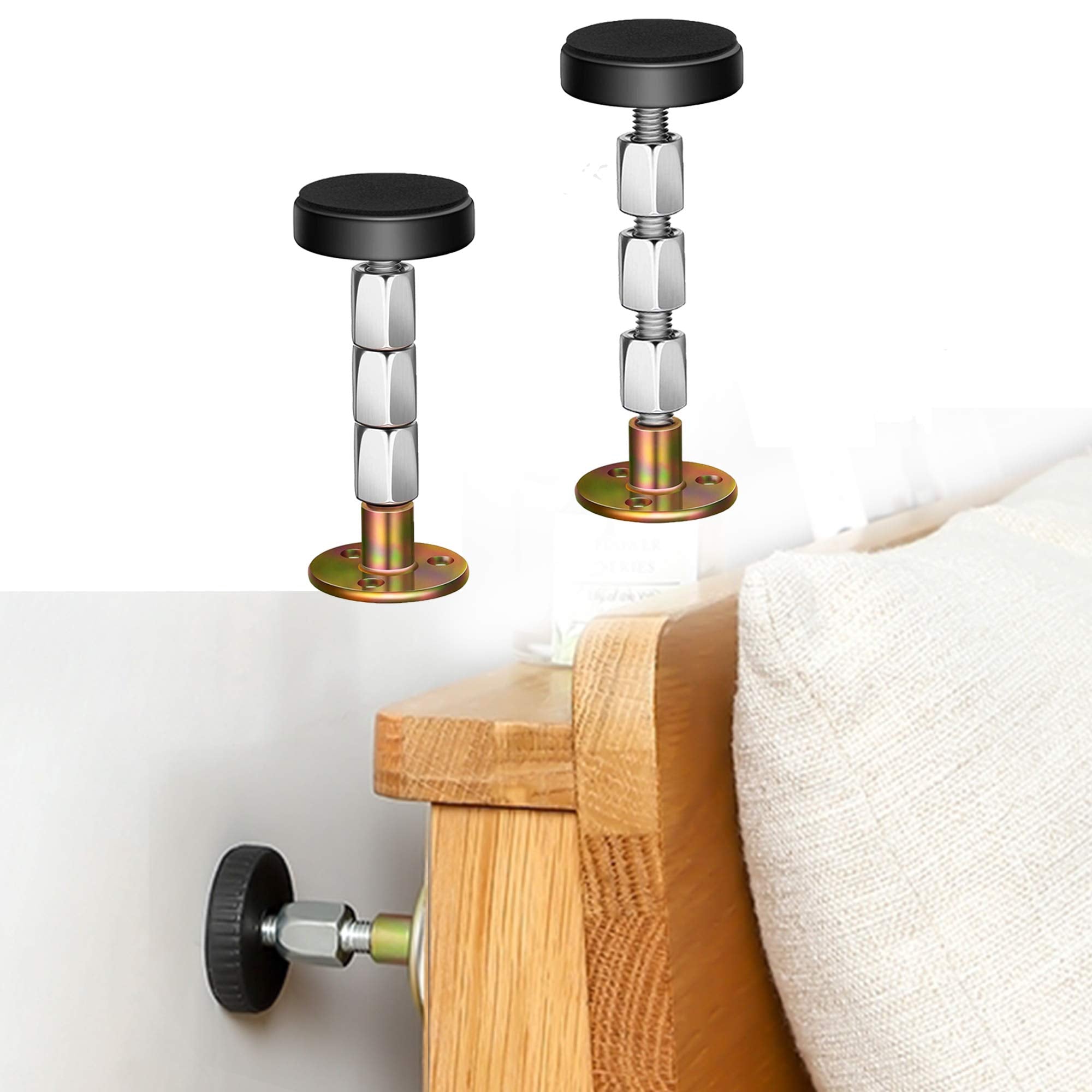 Krisler Adjustable Threaded Bed Frame Anti-Shake Tool, Headboard Stoppers, Bedside Headboards Prevent loosening Anti-Shake Fixer