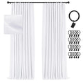 INOVADAY 100% Blackout Curtains for Bedroom 102 Inches Long, Clip Rings/Rod Pocket Linen Black Out Cute Curtains Thermal Insulat