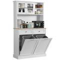LOUVIXA Kitchen Pantry Storage Cabinet, Microwave Cabinet with Tilt Out Trash Cabinet,Tall Pantry Cabinet Cupboard, Freestanding