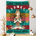 Wathon Chakra Meditation Tapestry Yoga Girl Mandala Tapestry Wall Hanging Spiritual Meditation Quotes, Colorful Boho Psychedelic