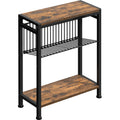 Small Side Table for Small Space, 3-Tier Narrow End Table with Magazine Holder,Slim Nightstand, Skinny Snack Couch Table in Livi