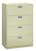 HON Brigade 600 Series Lateral File Cabinet 36 W, 4 Drawers, Putty (H684)