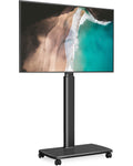 FITUEYES Rolling TV Floor Stand for 32 to 65 70 Inch TVs, Portable Mobile TV Cart on Wheels, Black Tall TV Stand with Swivel Mou