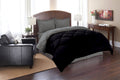 Elegance Linen Super Soft Goose Down Reversible Alternative Comforter, Twin, Black/Gray