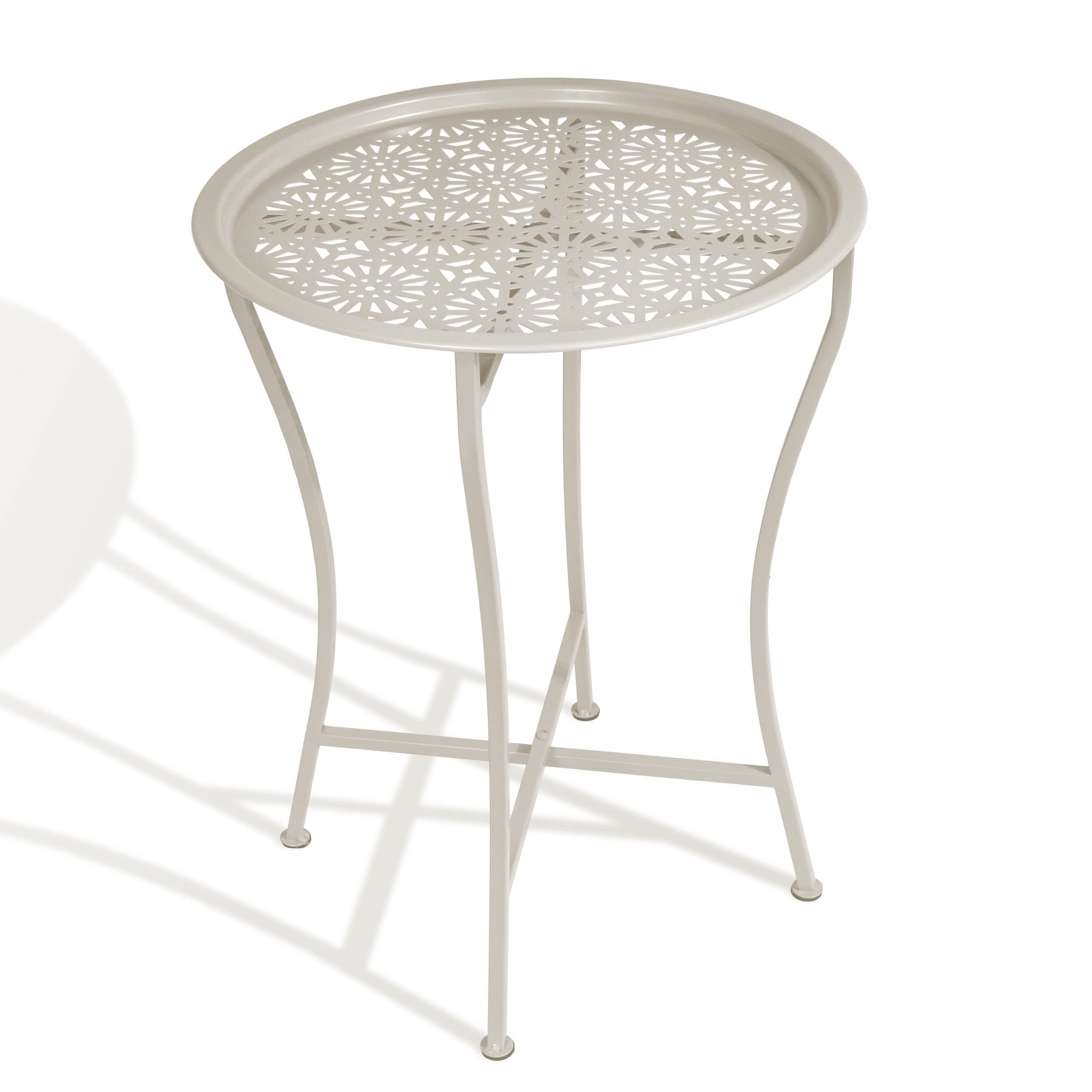 Atlantic Daisy Tray Table, Heavy-Duty Metal Construction, UV-Coated for Outdoor Use, Foldable Stand with Removable Daisy Pattern