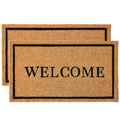KANKUN Coco Coir Door Mat with Heavy Duty Backing, Welcome Doormat (17 x 30), Doormat Entrance (Pack of 2 - Welcome)