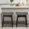 MAISON ARTS Grey Counter Height Bar Stools Set of 2 for Kitchen Counter Solid Wood Legs with Faux Leather Saddle Seat Farmhouse 