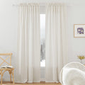 RYB HOME Semi Sheer Curtains Linen Textured Fabric Light and Airy Half Privacy Window Drapes for Bedroom Dining Living Room Offi