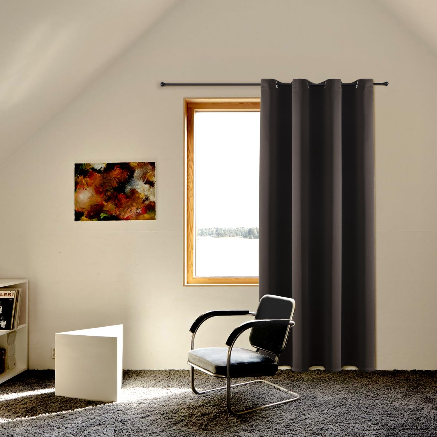 ChrisDowa Grommet Blackout Curtains for Bedroom - Thermal Insulated Room Darkening Curtains for Living Room (1 Panel Set, Brown,