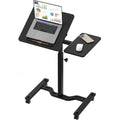 SHW 28.75 to 40.5 Height Adjustable Rolling Laptop Cart with Tilting Desktop and Side Shelf, Black