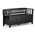SIMPLIHOME Acadian Entryway Storage Bench - 48 inch Wide Solid Wood Hallway Seat in Black, Transitional Bench for Entryway or Li