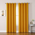 ChrisDowa Grommet Room Darkening Curtains for Bedroom and Living Room - 2 Panels Set Thermal Insulated Blackout Curtains (Mustar