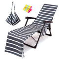 VOCOOL Beach Chair Towel Chaise Lounge Cover with Pockets Pool Chair Towel for Outdoor Patio Garden-Gray