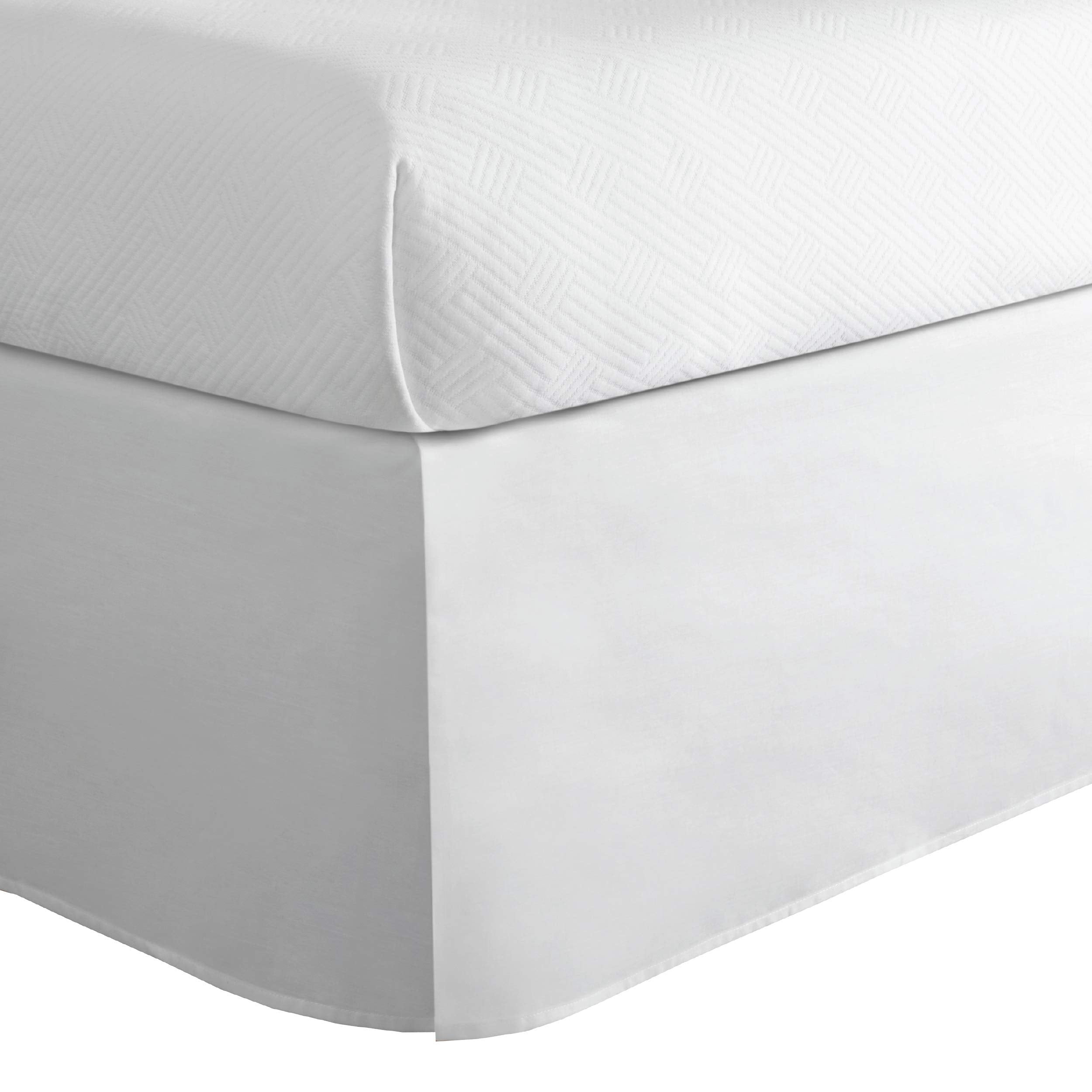 Todays Home Classic Tailored Bed Skirt Dust Ruffle, Cotton Blend Design, 14 Drop Length, Queen, White