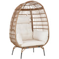 Egg Chair Egg Basket Lounge Chair Rattan Chair Steel Frame Oversized Indoor Outdoor Lounger Simple Installation with 4 Comfort C
