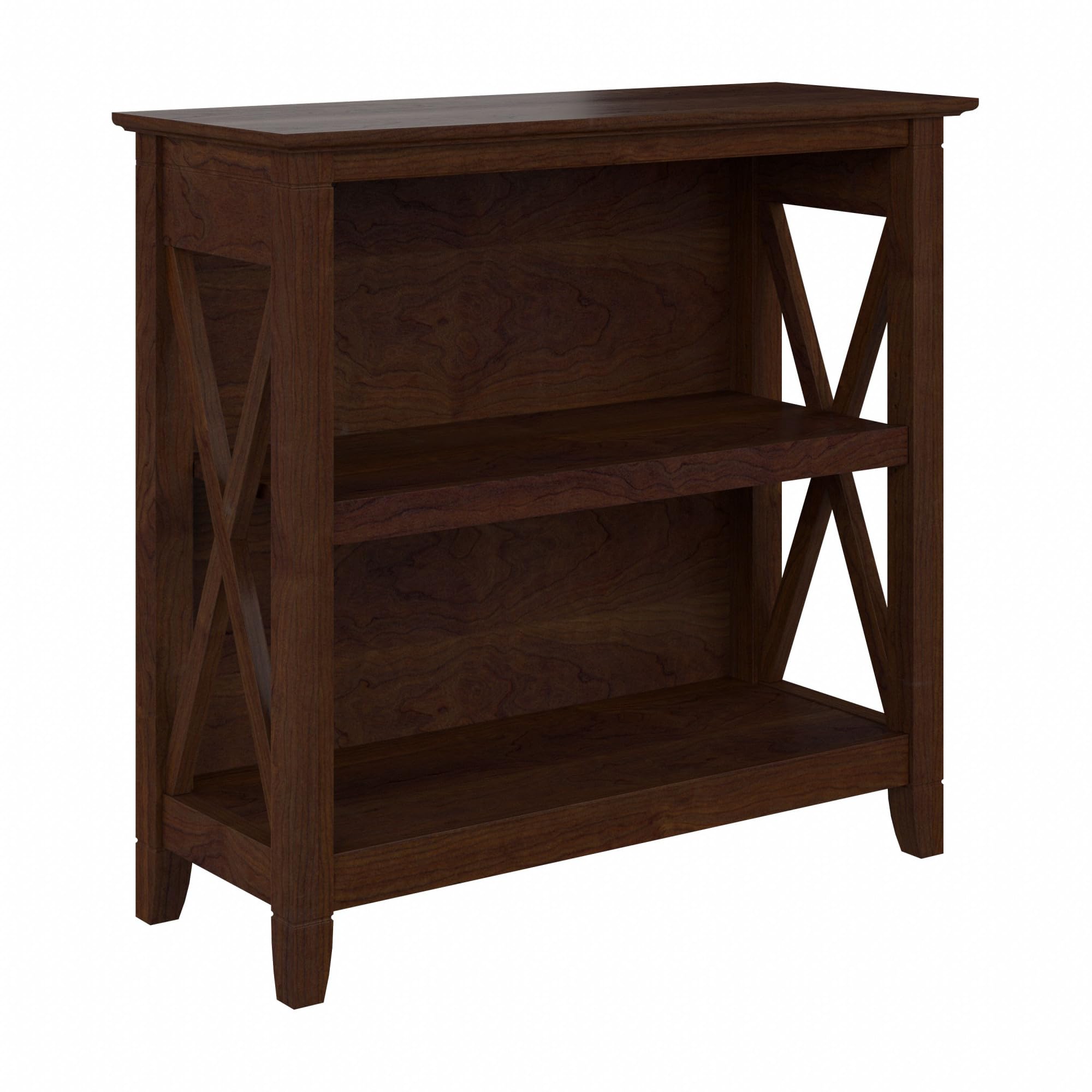 Bush Furniture Key West Small 2 Shelf Bookcase in Bing Cherry, Compact Home Organizer, Vertical Storage Solution, Bookshelf for 