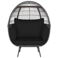Tangkula PE Wicker Egg Chair, Patiojoy Oversized Indoor Outdoor Patio Lounge Chair with Cushions and Pillows, Steel Frame Basket