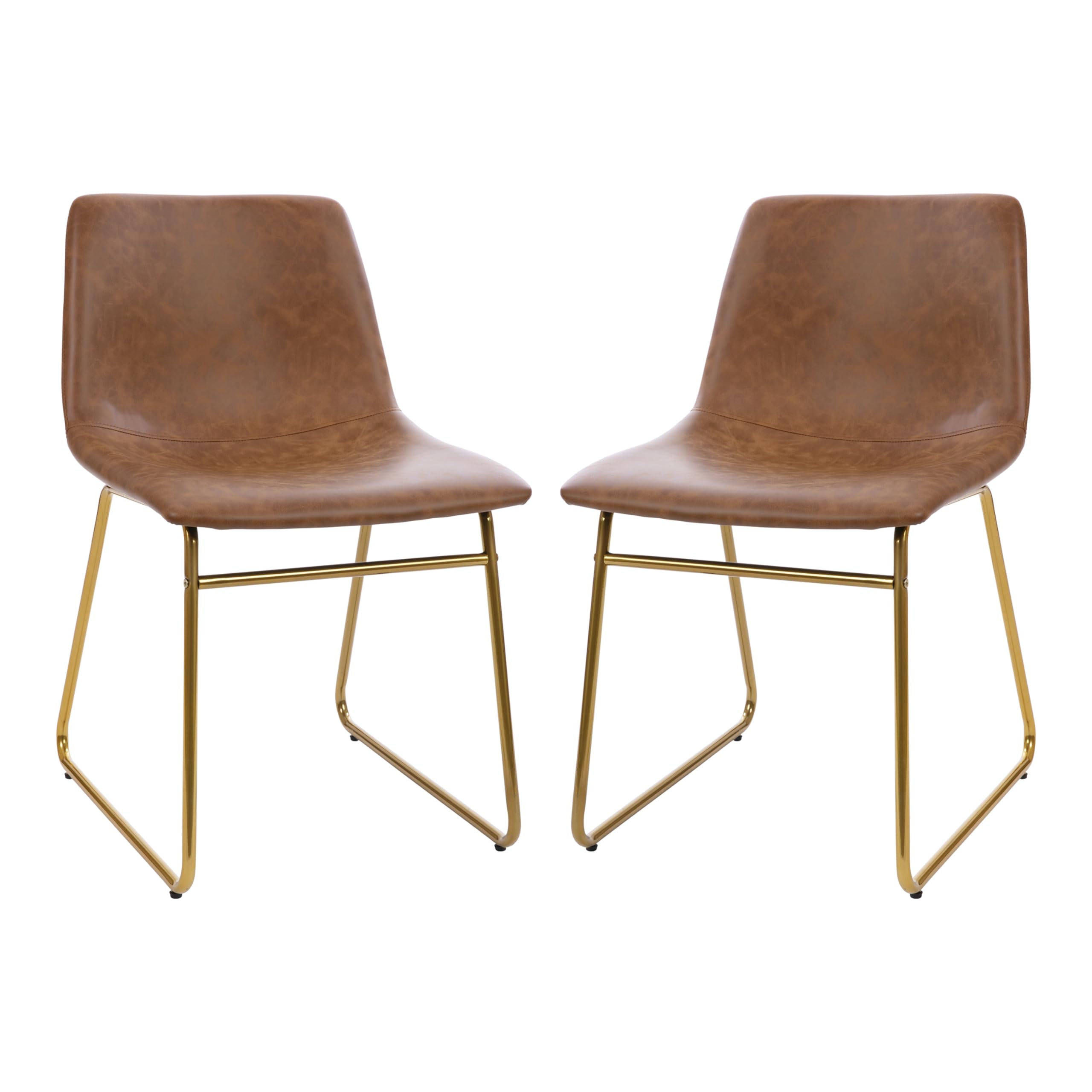 Flash Furniture Butler 18 LeatherSoft Dining Table Height Chairs, Mid-Century Modern Bucket Style Dining Chairs, Set of 2, Light